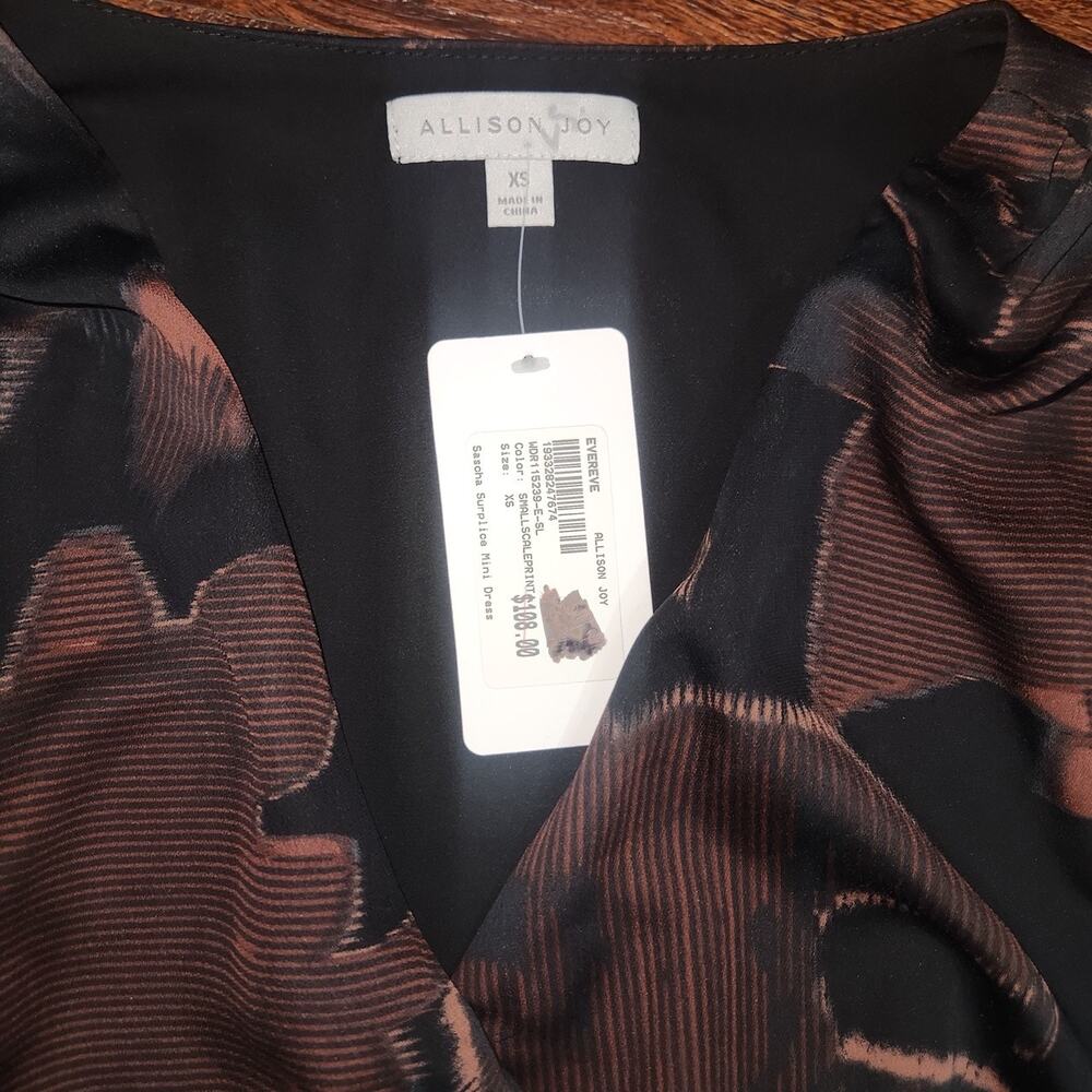 Allison Joy EVEREVE Sascha Surplice Mini Dress Tulip Hem Long Sleeve, XS - Picture 11 of 12